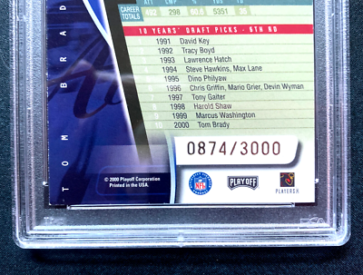 2000 Playoff Absolute Tom Brady RC /3000 PSA 8 NM-MT Patriots Bucs