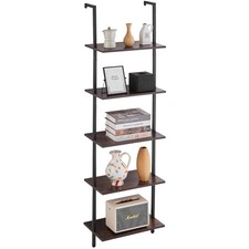 Uimoso Ladder Shelf 5-Tier Bookshelf 17.3x11.8in Wall-Mount with Metal Frame