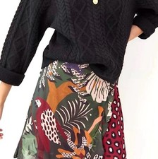 New Farm Rio Mini Wrap Skirt S Animal Print Belen Anthropologie Ruffle Trim