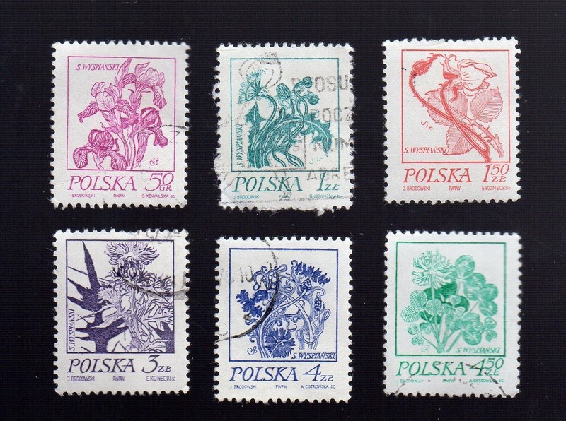 POLAND (1974) FLOWERS (FULL set of 6) used Sc # 2380-2385 (1)