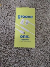 Groove Onn Earphones USB-C Connector, Microphone, Tangle-Free Cord, White