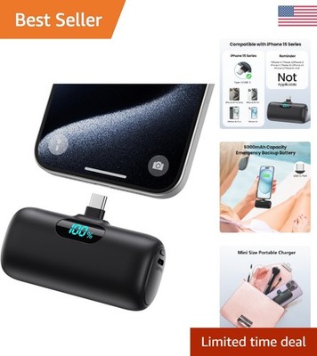 Travel-Approved Mini Portable Charger: 5000mAh Quick Charge for iPhone/Android