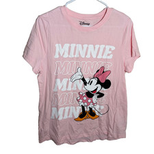 Disney T-Shirt Girl's Small Pink Minnie Short Sleeve Crew Neck Shirt