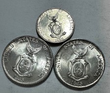 1945 10c, & 20c US-Philippines  Silver Coins 3 pcs UNC/BU- lot#27