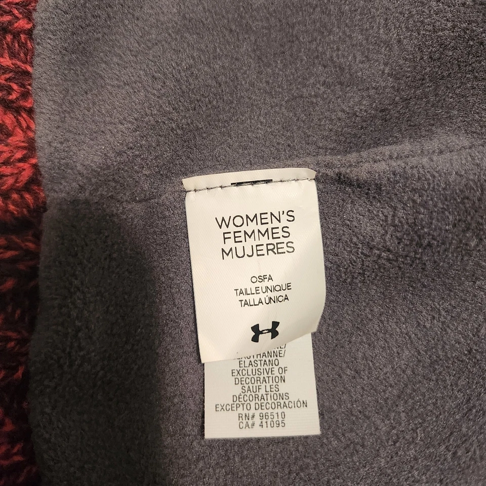 Gorro Under Armour tejido con cable unisex forrado de lana rojo jaspeado invierno Foto 4 de 4