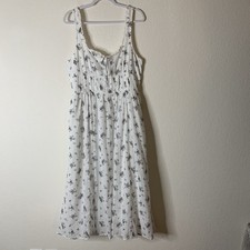 American Eagle Womens White Black Floral Strapless Flowy Maxi Dress XL NWT