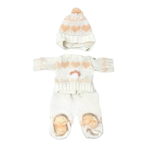 Vintage Cabbage Patch Kids Doll Baby Outfit Sweater Top, Pants, Ski Hat Hearts