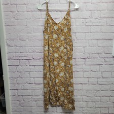 Old Navy Mustard Yellow Floral Cami Slip Dress XXL Flowy Boho Summer Prairie