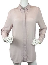 Cos Silk Cocoon Shirt Button Down Long Sleeves High-Low Hem Pink Sz 6