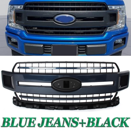 NEW Front Bumper Grille Grill For Ford F-150 F150 XL XLT 18-20 Blue Jeans&Black