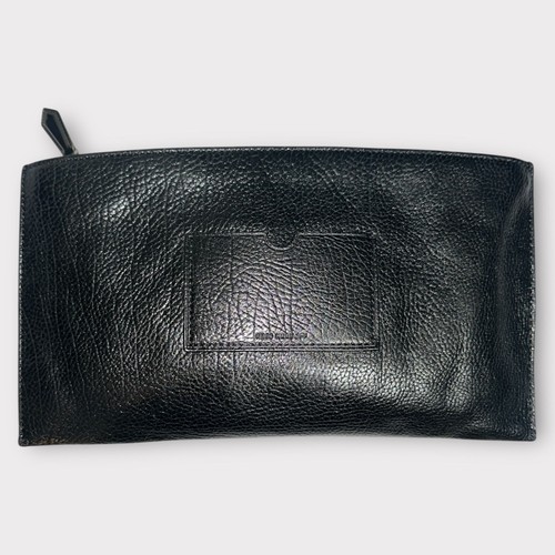 Pochette Reed Krakoff nera in pelle con ciottoli borsa accessori con zip logo canna di fucile - Foto 2 di 7