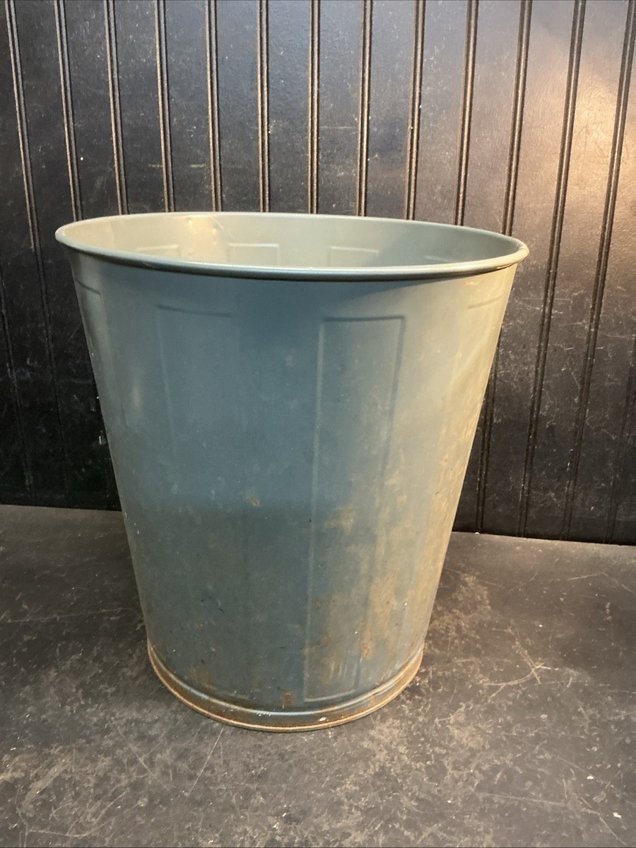 Vintage Lawson Industrial Metal Waste Basket Trash Can 14in Free