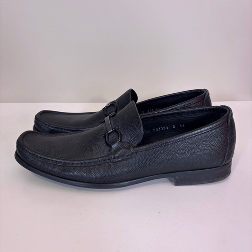 Salvatore Ferragamo Herren Schwarz Kieselleder Halbschuh Elegant Schuhe 11 - Bild 1 von 10