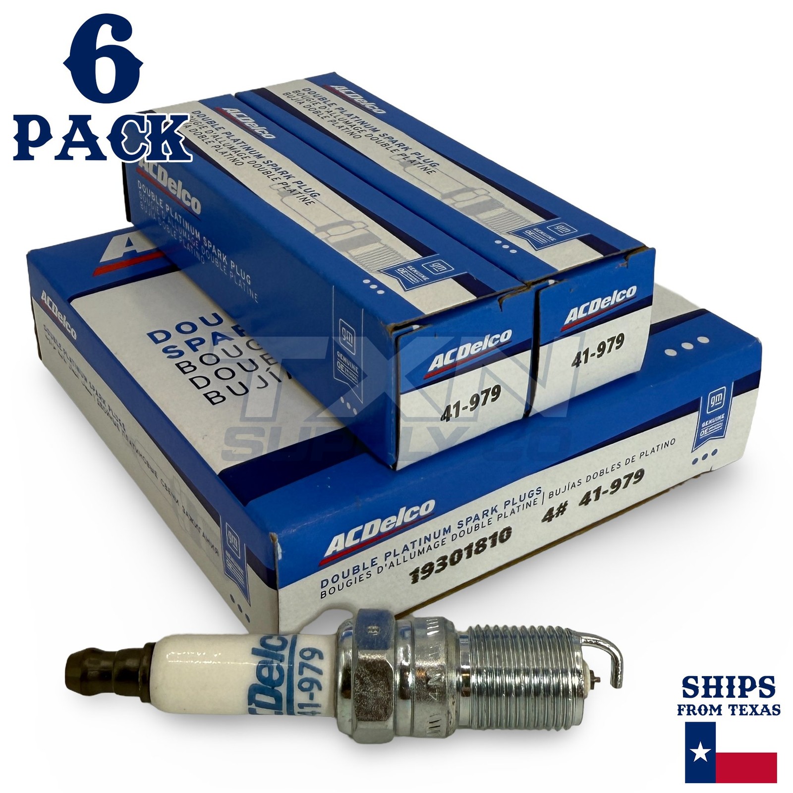 6 Pack Genuine GM ACDelco Double Platinum Spark Plugs 41-979