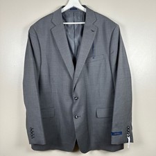 Stafford Men's 52 Regular Suit Jacket Grey Houndstooth CoolMax Classic Fit