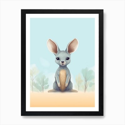 Baby Kangaroo Scandinavian Style Il Framed Wall Art Poster Canvas Print Picture