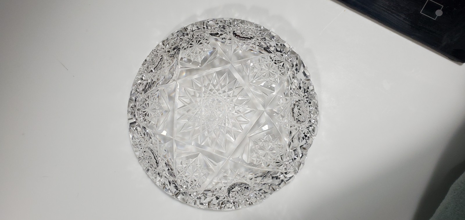 Vintage Cut Glass Medium Candy Dish Bowl Crystal Heavy Sparkle