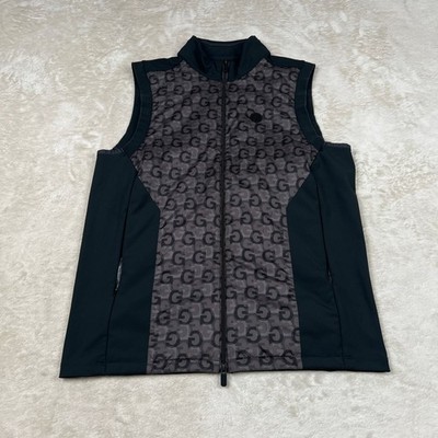 G/FORE Vest Mens M Black Monogram Quilted Zip Golf Sleeveless Jacket Performance