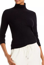 C women's Designer Cashmere Black Turtleneck Sweater - Small - retail 178