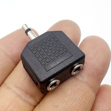 1 Male to 2 Female Gold Plated 3.5mm Y Audio Splitter Headphone Adapter Black Y