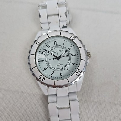 ORLANDO Damen/Herren Armbanduhr   Weiß   Quartz   Metallarmband   Funktioniert