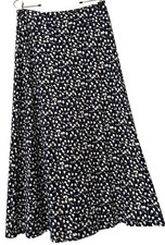 Talbots size S 6 navy blue floral print maxi skirt NWT cotton blend CoTTagECoRe