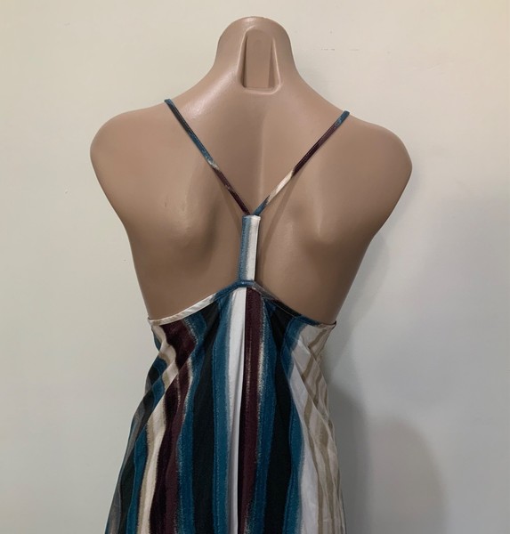 NEXT Midi Dress Size XL  16 - 18  Strappy Summer Racer Back Denim Blue Off White