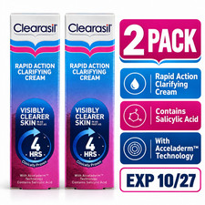 2Pack Clearasil Rapid Action Claryfing Cream 4hour Reduce Spots Exp. 10/30/2027
