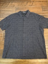 Ted Baker Textured Button Up Shirt Relaxed Short Sleeve Navy Size 6 XXL