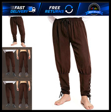 Men's Pirate Ankle Pants Costume - Renaissance Medieval Halloween Outfit