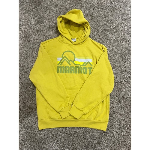 Marmot Mountain Works Mens Yellow Graphic Hoodie M14258 Medium