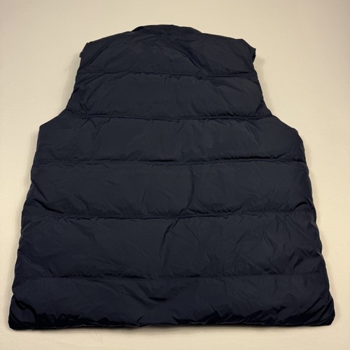 Orvis Duck Down Puffer Vest Jacket Full Zip Snap Button Blue Orange Men's Large - Picture 9 of 10