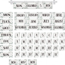 Eucalyptus Classroom Flip Calendar Classroom Bulletin Board Calendar Chart Set w