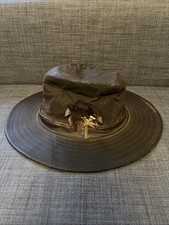 Barbour Wide Brim Wax Hat Size Medium Green Outdoor Waterproof