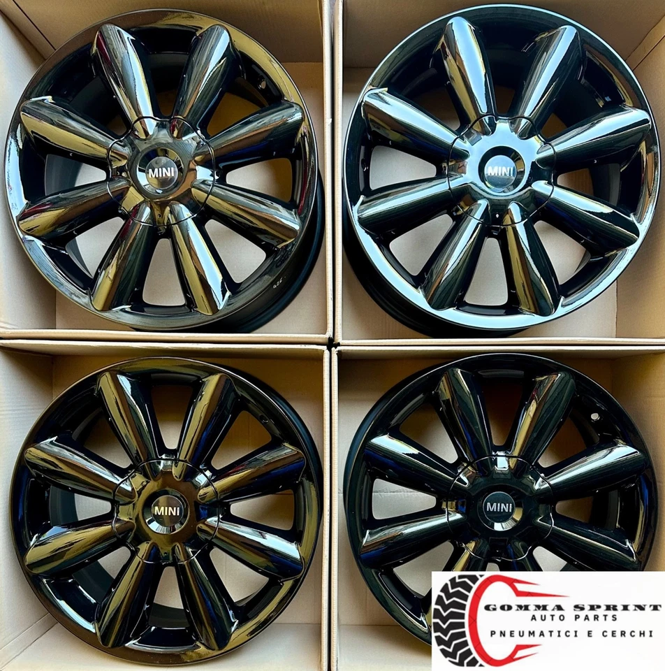 4 CERCHI IN LEGA ORIGINALI RAGGIO 18 MINI COUNTRYMAN NERO LUCIDO - Immagine 4 di 4