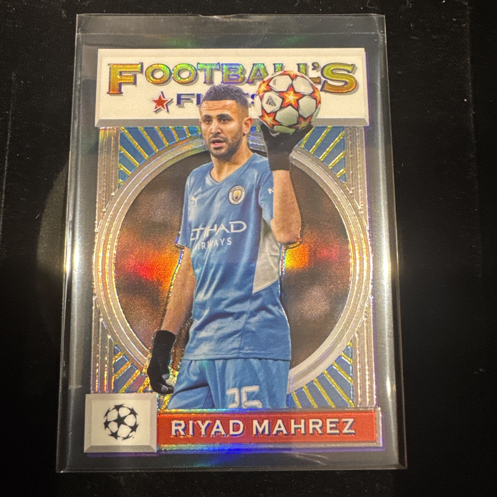 2021-22 Topps Finest Flashbacks UCL Black Refractor 15/25 Riyad Mahrez #90 8d2