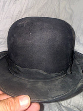 Antique Dunn Co Black Bowler Hat Size 7 Fitted Formal Occasion Lined Interior