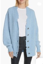 Helmut Lang distressed wool and alpaca blend cardigan sweater size L large