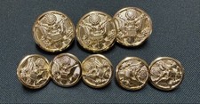 SILVER US Army Great Seal Buttons Lot 8 Marked CORO G22 Military Uniform