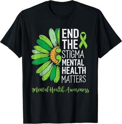 NEW End The Stigma Mental Health Matters Awareness Brain T-Shirt - MADE IN USA
