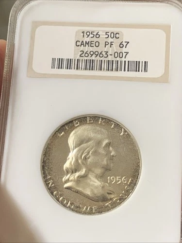 1956 Proof CAMEO Franklin Half Dollar Type 2 NGC PF67 Toned Toning Old Holder 50