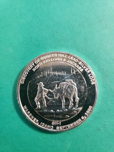 Early 1981 Noah Kellogg And Jackass Discovery 1 Oz Silver Bunker Hill Round