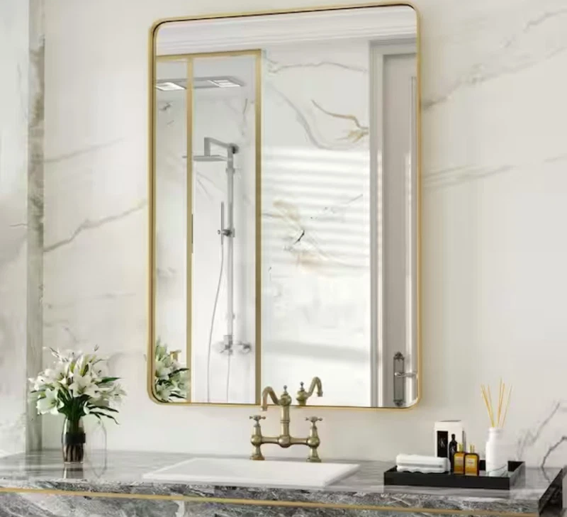 gold stainless steel framed mirror