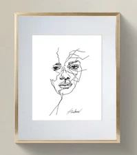 Original Ink Line Drawing on Watercolor Paper_ Minimalist Art Signed by Artist