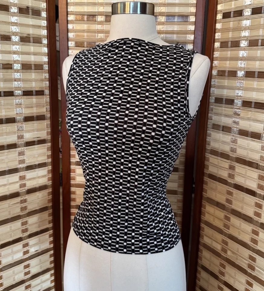 Camiseta sin mangas tejida elástica vintage Whimsigoth ropa de oficina para mujer XS nailon elástico Foto 2 de 4