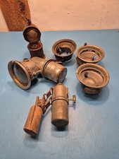 Antike Fahrrad-Karbidlampe Konvolut mit Halterung um 1900 Oldtimer Sammler 