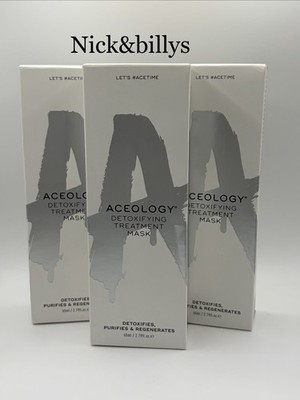 NEW 3X Aceology Detoxifying Treatment Mask Full Size 65ml/2.19oz Each AUTHENTIC