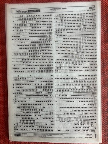 Four Letraset INSTANT LETTERING Transfer Letters  14, 16, 18pt Helvetica bold  1