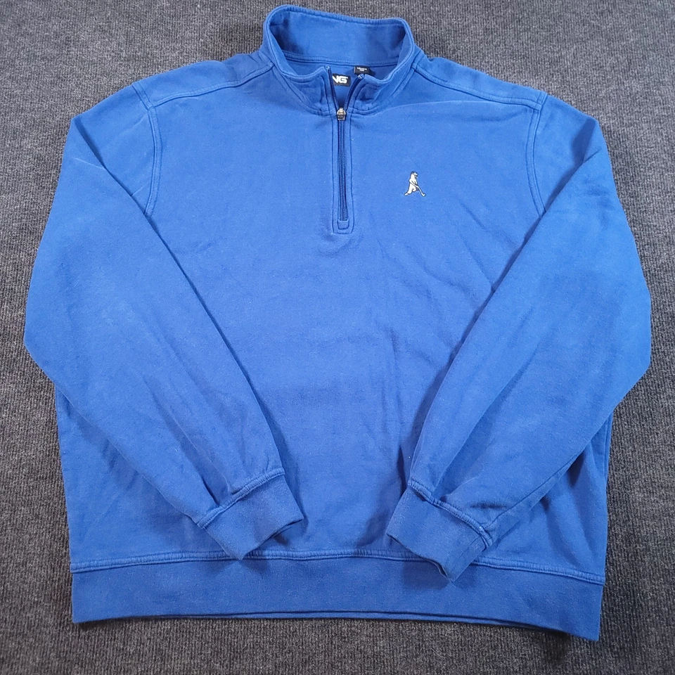 PING Híbrido 1/4 Cremallera Pullover Azul Sudadera XL Mezcla Algodón Golf Top Foto 2 de 4