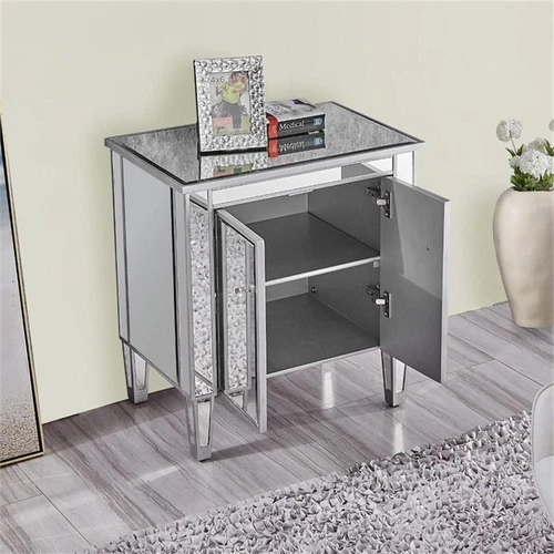 Elegant Decor Reflexion 2 Doors 24" Mirrored Accent Cabinet in Antique Silver - Picture 8 of 11